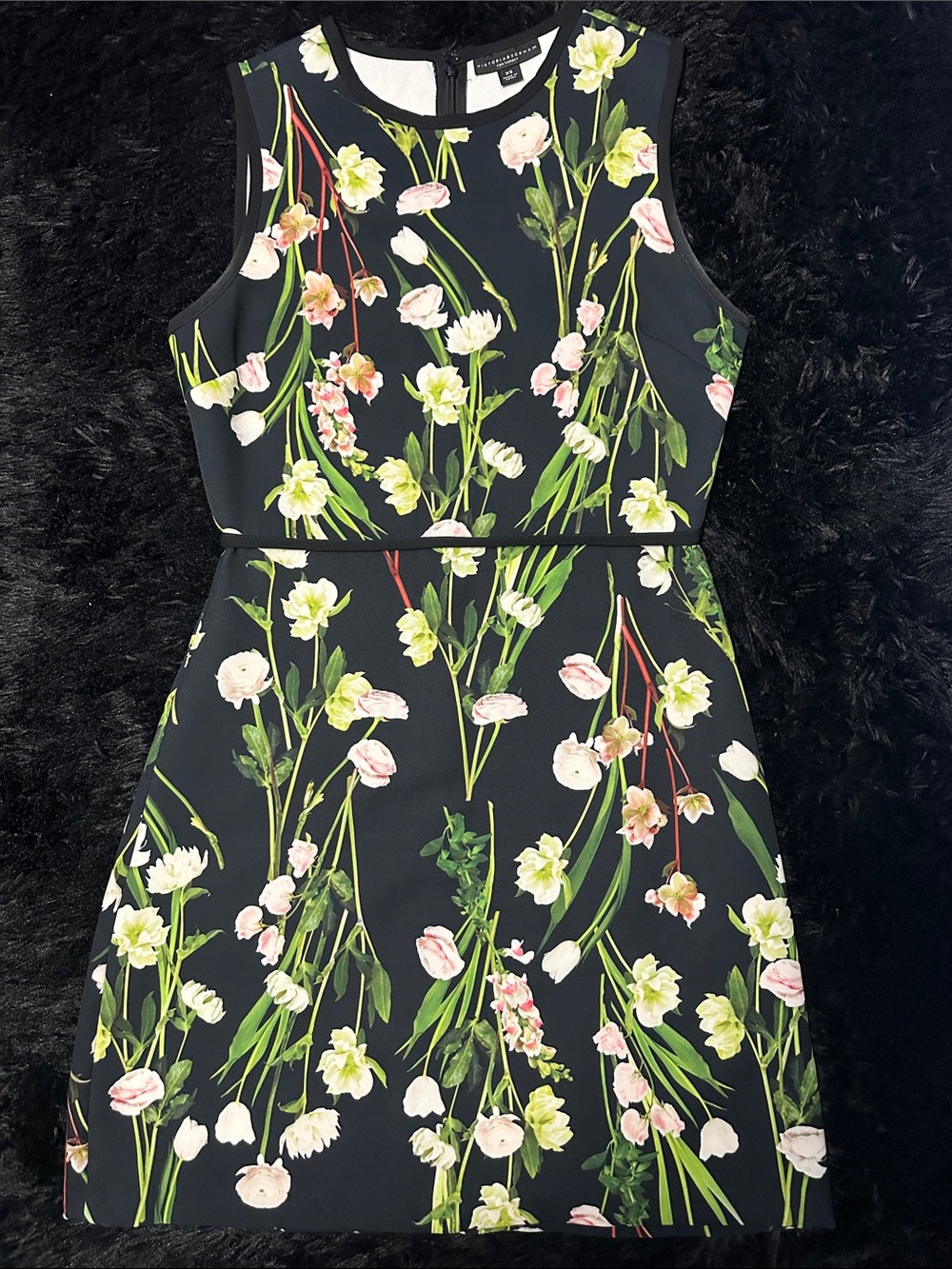 Victoria Beckham English floral satin sheath dress XS
